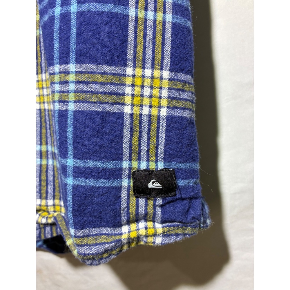 Quiksilver Mens Blue Yellow Plaid Flannel Button Down Shirt Modern M EQYWT03232 - Picture 2 of 7